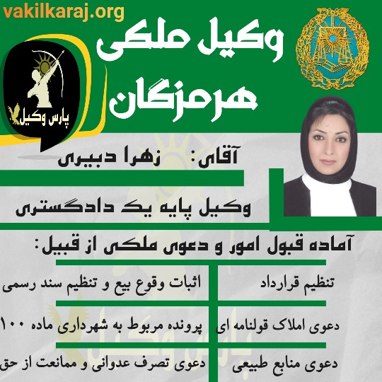 زهرا دبیری وکیل ملکی هرمزگان