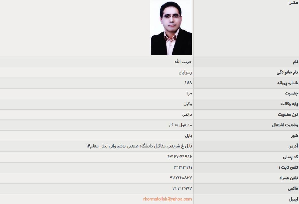 حرمت الله رسولیان وکیل