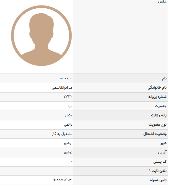 پروانه وکالت سیدحامد میرابوالقاسمی