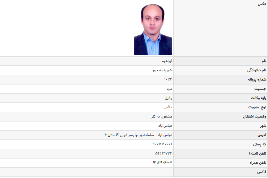 مشاهده پروانه وکالت ابراهیم شیرپنجه