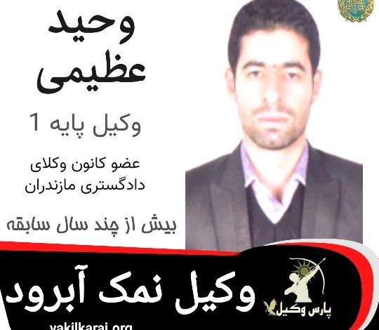 وحید عظیمی وکیل نمک آبرود