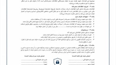 نسخه حرفه ای قرارداد محرمانگی کاملا رایگان (NDA)⚖️pdf _ word